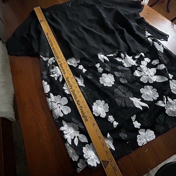 CONNECTED New Cocktail DRESS 24W Plus Black Lace Floral Sheer Embroidered Witchy - Picture 5 of 16